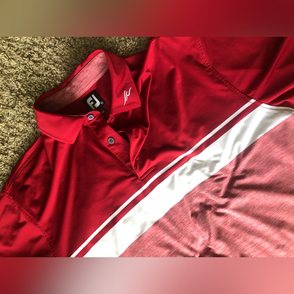 FootJoy Mens golf Polo Shirt XL red striped